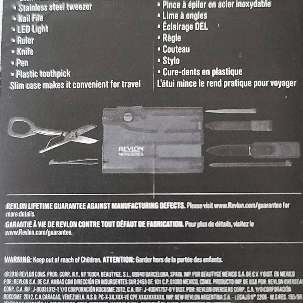 Revlon Mens Series 8 in 1 Multi Tool in Travel Case Scissor File Light Pen + NEW - Picture 5 of 8